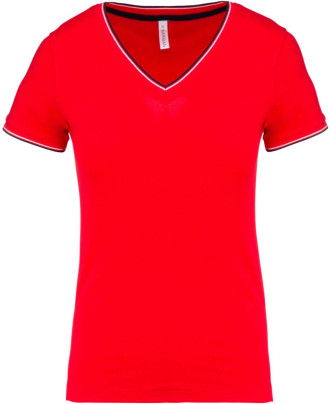 LADIES' PIQUÉ KNIT V-NECK T-SHIRT