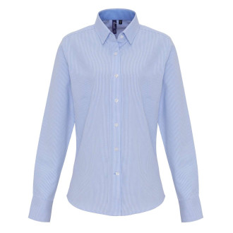 WOMEN'S COTTON RICH OXFORD STRIPES SHIRT